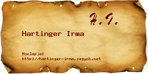 Hartinger Irma névjegykártya
